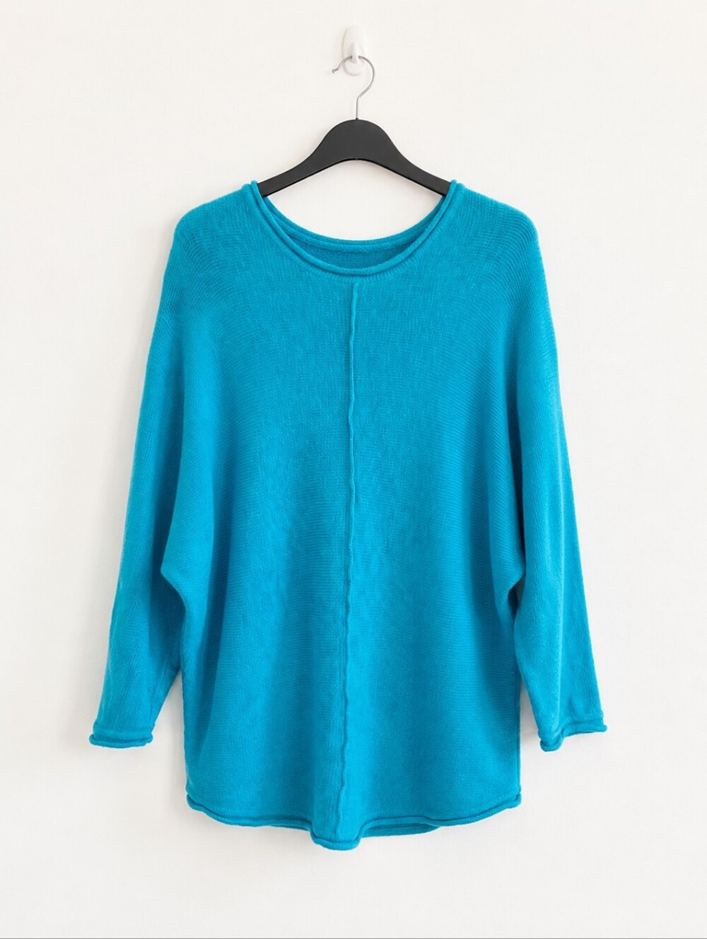 •Lulu-B Teal Blue Oversized Knit Tunic Sweater